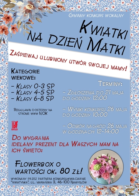 Gminny konkurs wokalny - Kwiatki na Dzień Matki
